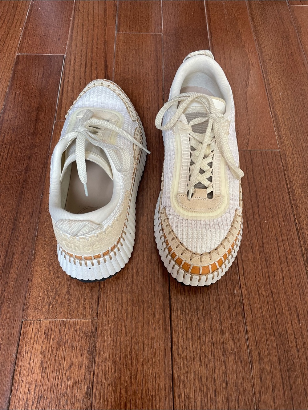 Chloe Nama Cream and Tan Women's Sneakers